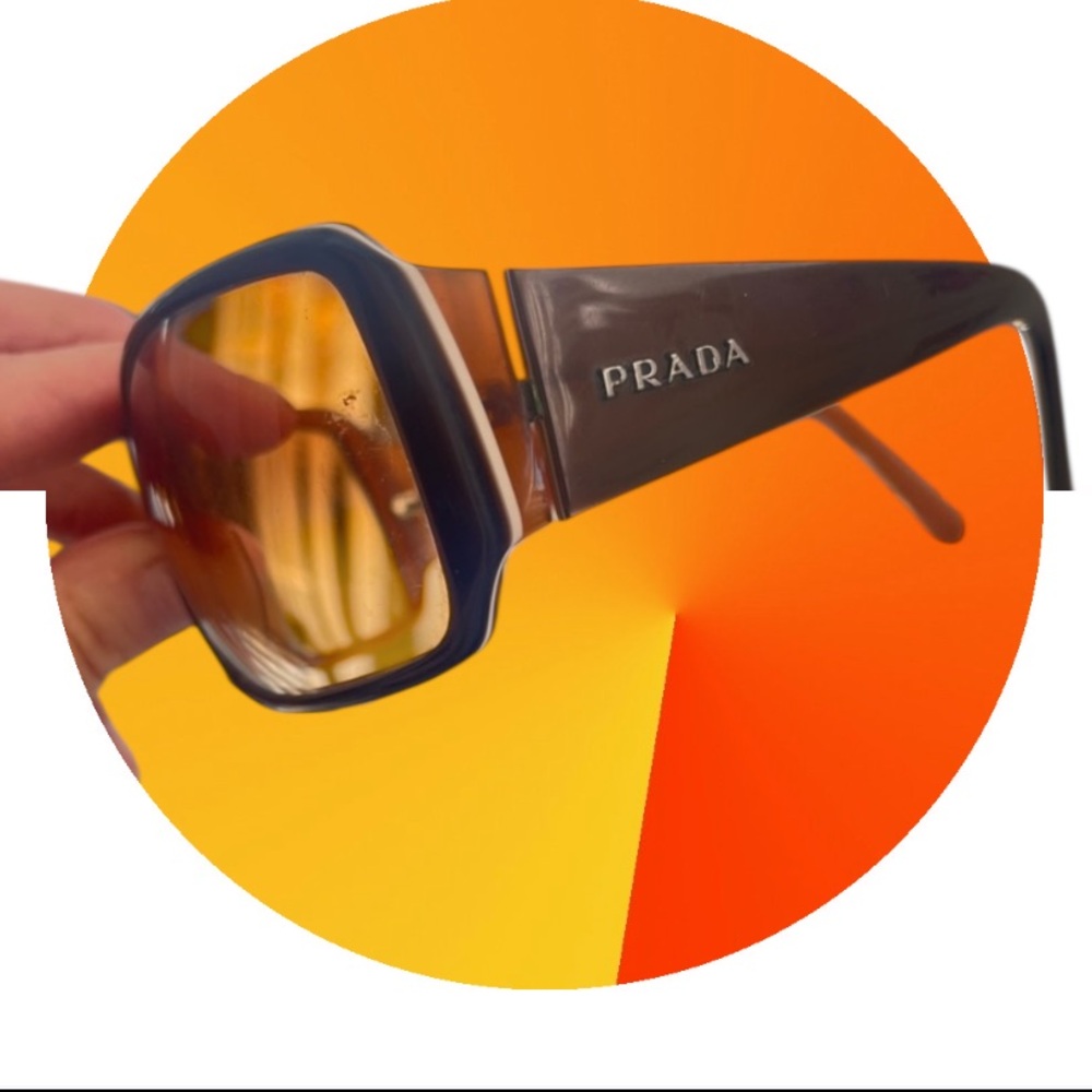 Prada Sunglasses Blonde Frames Amber Gradient Len… - image 1